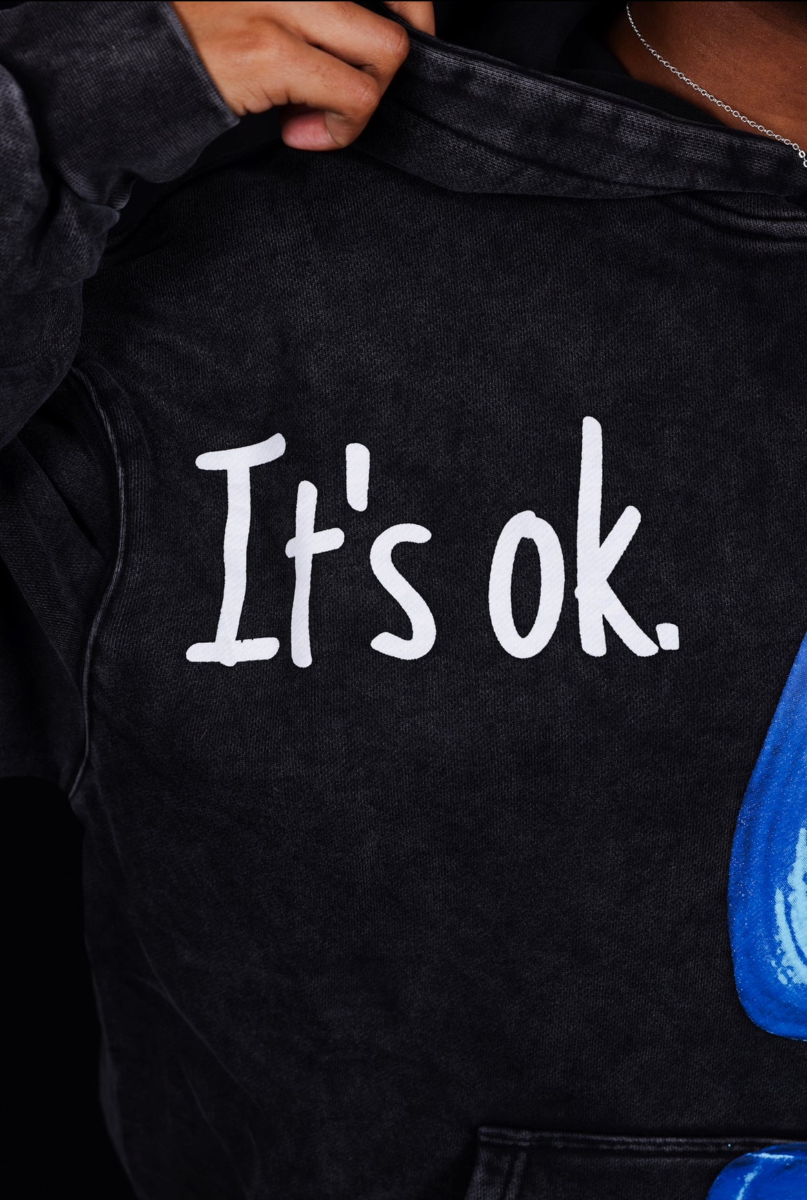 "It's Ok." Black Washed Hoodie