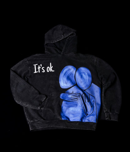 "It's Ok." Black Washed Hoodie